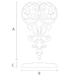 N-372 Medium Neoclassical Scroll Wood Pendant Applique